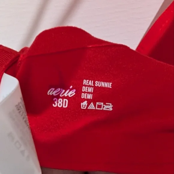Aerie | Real Good Sunnie Demi Push Up Strappy Convertible Bra In Holiday Red - Picture 12 of 12